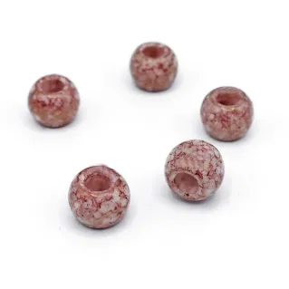 12x8mm Marble Effect Glass Beads for Accessories and Jewelry Red