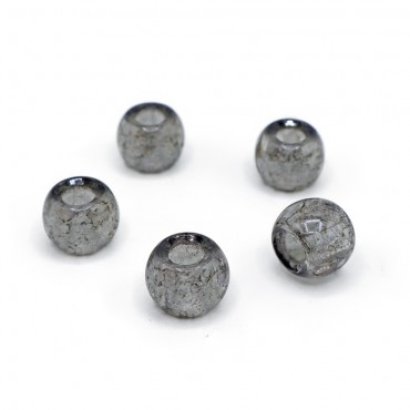 Perline cilindriche effetto marmo in vetro 12x8mm per bijoux 5pz fumè