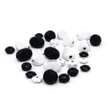 Perline Mix Wood Bianco Nero