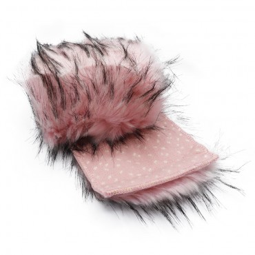 Pelliccia ecologica sfumata pelo lungo con maglina 120cm Cipria