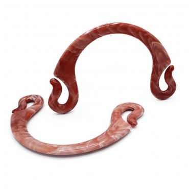 Manici Pipoca in resina effetto marmorizzato per borse Rosso mattone