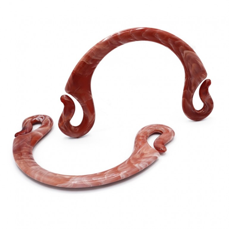 Pipoca crocheted bag handles marbled Brick Red| Tessiland