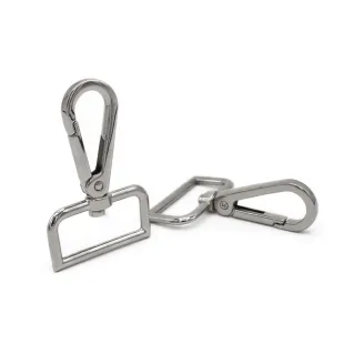Square Carabiners with Spring Opening for Straps and Handles 2pcs Argento