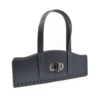 Ensemble Vintage en simili cuir avec fermoir à tourniquet et poignées Gris