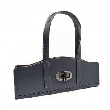 Set borsa Vintage in ecopelle con girello e manici su patella Grigio