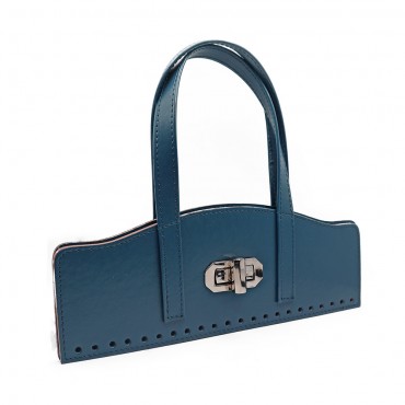 Set borsa Vintage in ecopelle con girello e manici su patella Navy