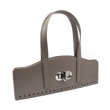 Set borsa Vintage in ecopelle con girello e manici su patella Tortora