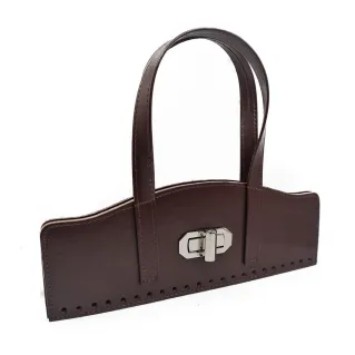Vintage Eco Leather Purse Set with Turn Lock and Handles on Flap Brown