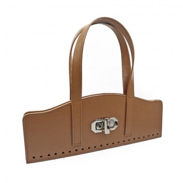 Set borsa Vintage in ecopelle con girello e manici su patella Cuoio