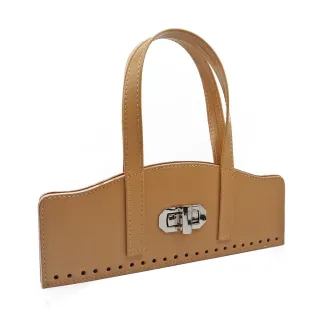 Ensemble Vintage en simili cuir avec fermoir à tourniquet et poignées Beige