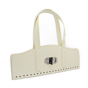 Set borsa Vintage in ecopelle con girello e manici su patella Panna