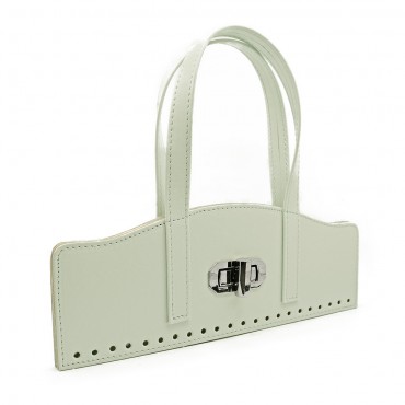 Set borsa Vintage in ecopelle con girello e manici su patella Crema