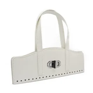 Ensemble Vintage en simili cuir avec fermoir à tourniquet et poignées Blanc