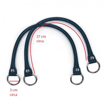 Paire de poignées Circle en éco-cuir pour créations au crochet Navy | Tessiland