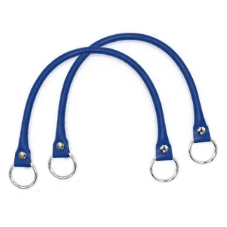 Circle Handles Reinforced Eco-Leather with Silver Rings 43cm 2pcs Bluette