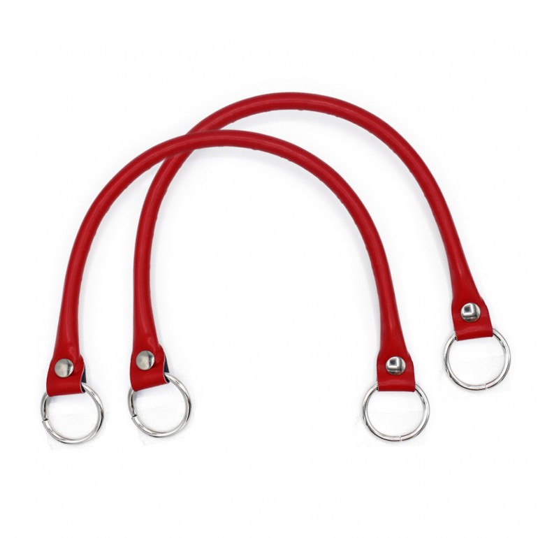 Paire de poignées Circle en éco-cuir pour créations au crochet Rouge | Tessiland