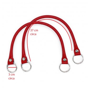 Paire de poignées Circle en éco-cuir pour créations au crochet Rouge | Tessiland