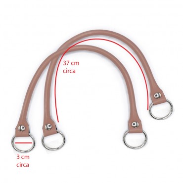 Paire de poignées Circle en éco-cuir pour créations au crochet Rose Poudré | Tessiland