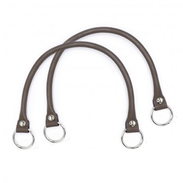 Manici Circle Ecopelle Rinforzati con Anelli Argento 43cm 2pz Tortora