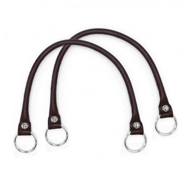 Manici Circle Ecopelle Rinforzati con Anelli Argento 43cm 2pz Marrone