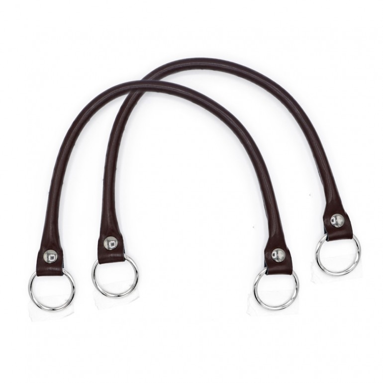 Pair of Circle handles in Ecopelle for crochet creations Brown | Tessiland