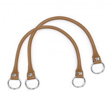 Manici Circle Ecopelle Rinforzati con Anelli Argento 43cm 2pz Beige