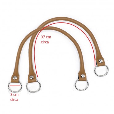 Paire de poignées Circle en éco-cuir pour créations au crochet Beige | Tessiland
