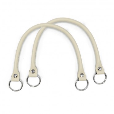 Manici Circle Ecopelle Rinforzati con Anelli Argento 43cm 2pz Panna