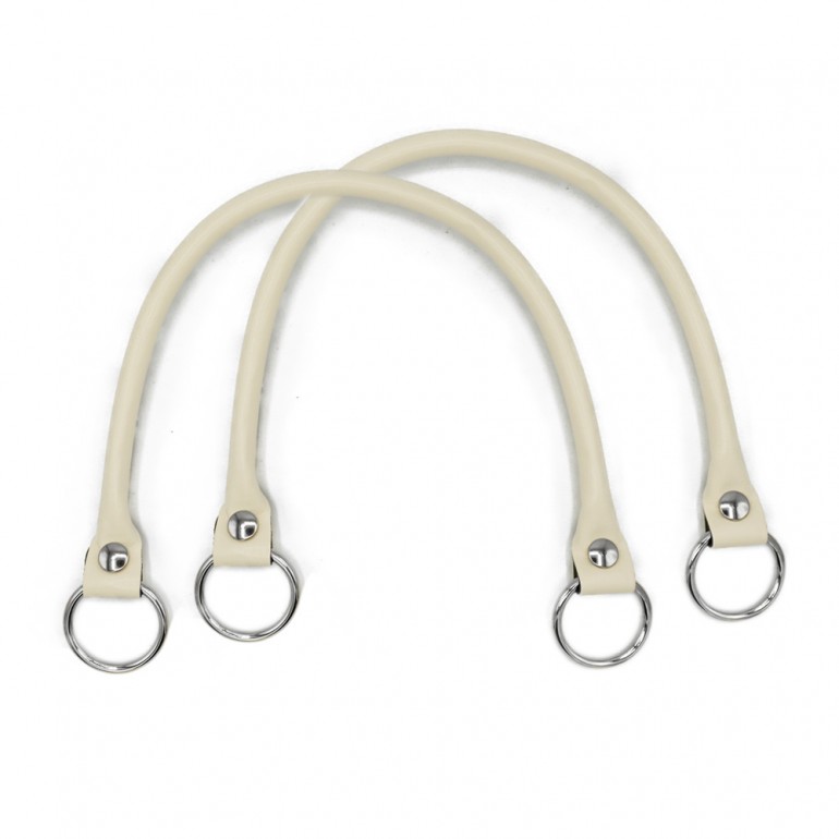 Paire de poignées Circle en éco-cuir pour créations au crochet Crème | Tessiland