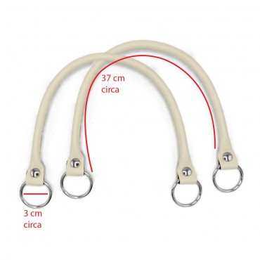 Paire de poignées Circle en éco-cuir pour créations au crochet Crème | Tessiland