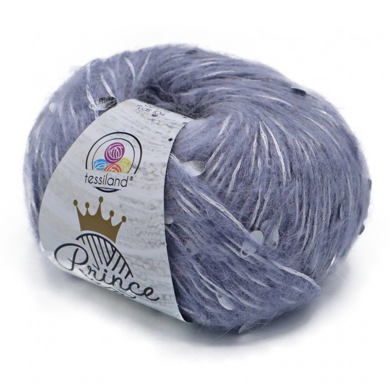 Ovillo mezcla mohair con lentejuelas forma de gota Prince Violeta Pálido 50 gramos | Tessiland