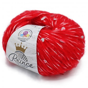 Prince misto mohair con paillettes a goccia gomitolo 50g Rosso