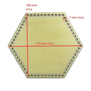 Hexagon Wooden Base 21x18 cm for Bags | Tessiland