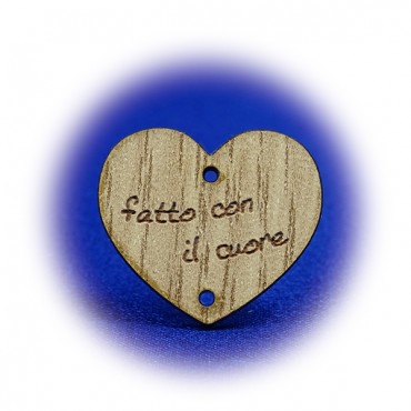 Etiqueta Handmade Madera prensada dibujo Corazón-5 pz