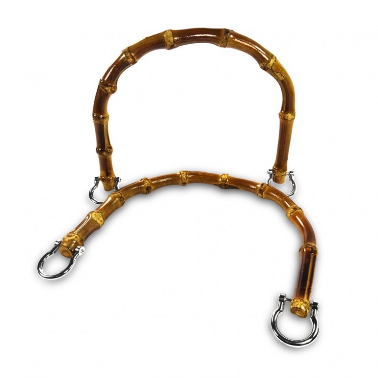 Manici Bamboo Carbonizzati con Anelli Orizzontali per Borse 2 pz