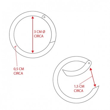 Carabiners Gunmetal gray Ring 30 mm 2 pcs for crochet bags | Tessiland