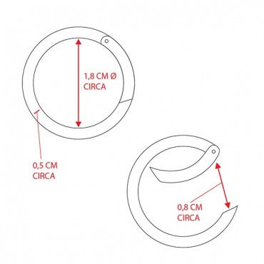 Mousquetons Anneau Argent mm18 Pz 2 pour sacs a crochet | Tessiland