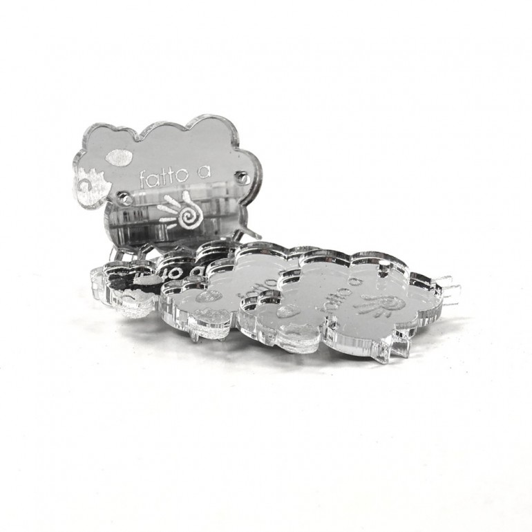 Handmade Labels - Plexiglas - Mirror effect - Silver - Little sheep-5 pcs