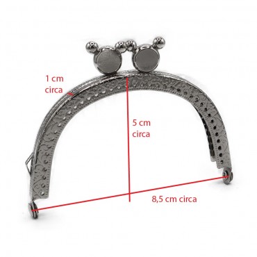 Boquilla para bolso Bear cm 8,5x7,5 Plata