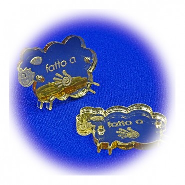 Etiqueta Handmade Plexi efecto Espejo Oro dibujo Ovejta-5 pz