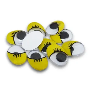 Moving Eyes with Non-Adhesive Lashes for Amigurumi and Plush Toys 10pcs Giallo