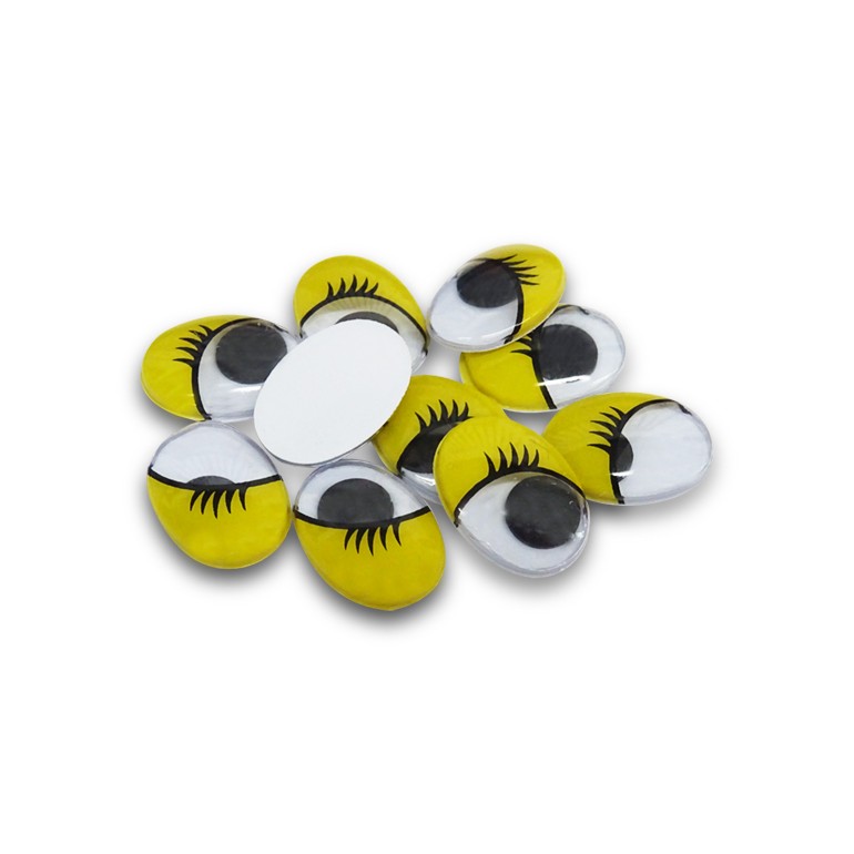 Moving eyes with eyelashes-Yellow-amigurumi-15 mm-10 pieces