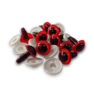 Yeux fixes pour amigurumi avec rondelle de sécurité 10 pièces Rosso