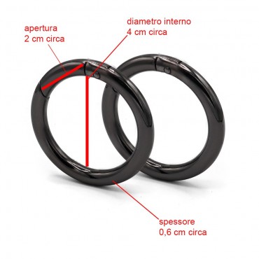 Moschettoni Anello Canna di Fucile mm40 2pz per borse a uncinetto | Tessiland