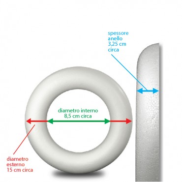 Anello piatto in polistirolo ad alta densità per creazioni handmade Bianco