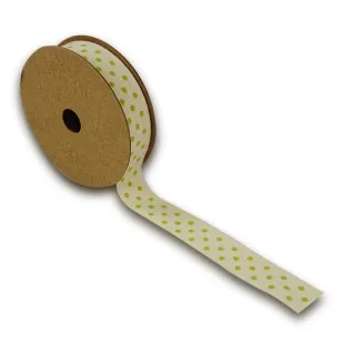 Decorated Cotton Ribbon 18mm for Decorations and Bows 5mt Green