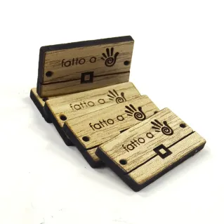 Handmade Tags MADE BY HAND Pochette Shape 5pcs Legno
