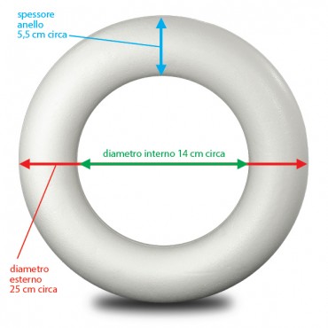 Anello in polistirolo ad alta densità per creazioni handmade Bianco
