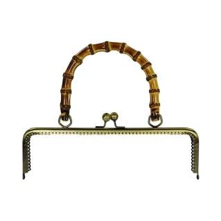 Medium Clasp Closure with Bamboo Handle for Bags Bronzo
