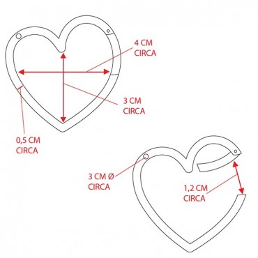 Carabiners Gunmetal gray Heart 40 mm 1 pcs for crochet bags | Tessiland